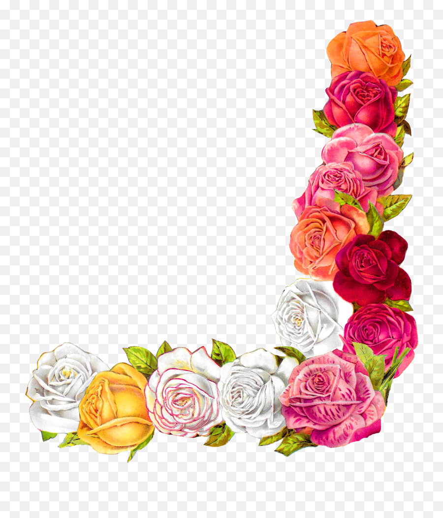 Download Digital Shabby Chic Rose Border Download - Border Png Flowering Border Design Emoji,Rose Border Png