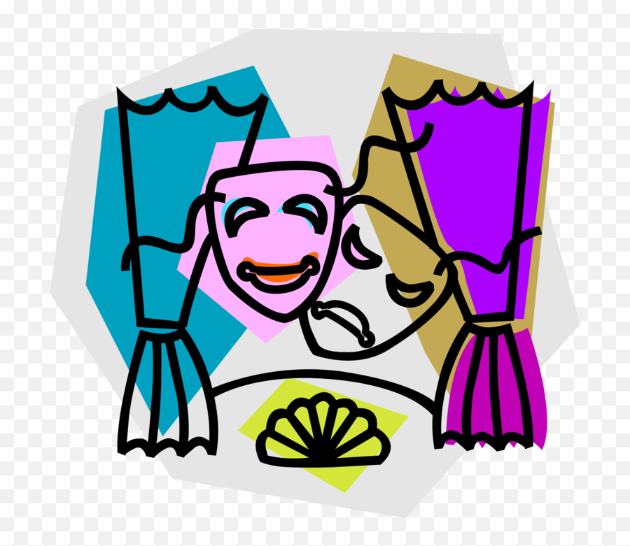 Vector Illustration Of Comedy And Drama - Theatre Sticker Emoji,Theater Masks Clipart