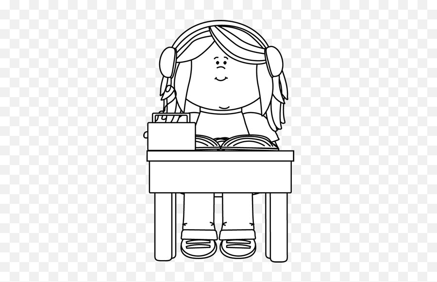 Reading Clip Art - Reading Images Black And White Clipart Girl In Headphones Emoji,Headphones Clipart