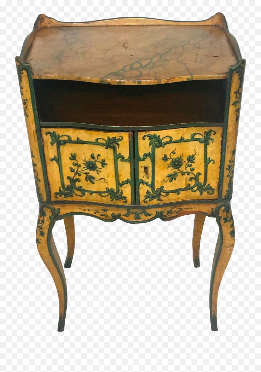 Sold - 19th Century French Polychrome Painted Bedside Emoji,Cabinet Png