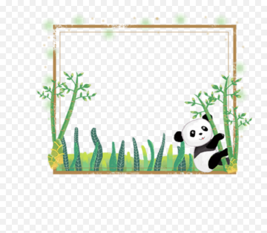 Ftestickers Panda Bamboo Frame Borders Cute Colorful Emoji,Border Design Clipart