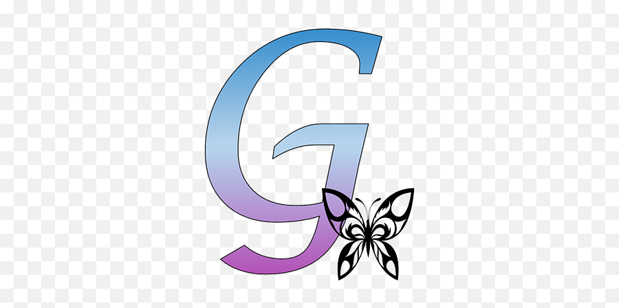Butterfly Silhouette On Monogram Letter G Gradient Blue Emoji,Letter G Logo