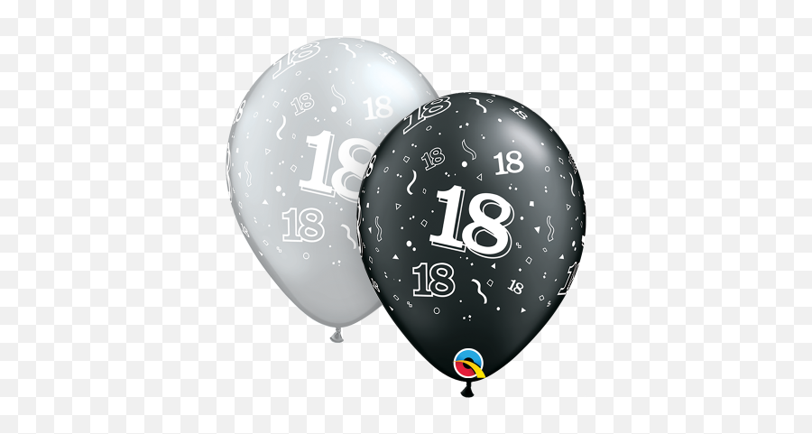 Download Qualatex 18th Birthday Helium Balloons Age 18 Black Emoji,Birthday Balloons Transparent