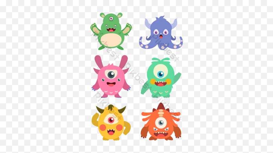 Cute Little Monster Cartoon Design With Big Eyes And Small Emoji,Monster Mouth Png