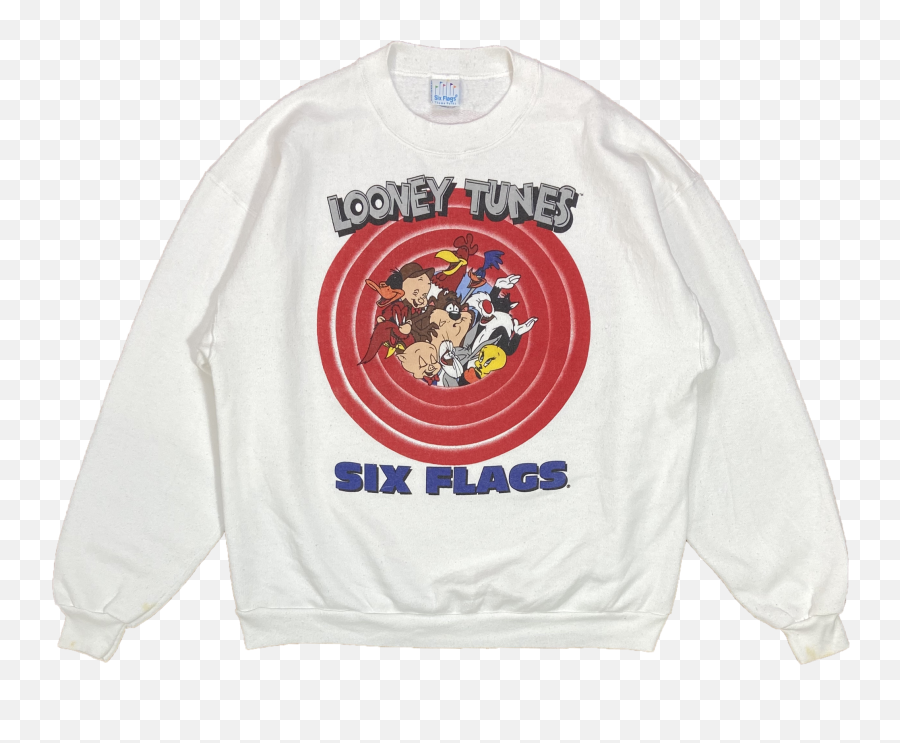 1993u0027 Looney Tunes X Six Flags Made In Usa Vintage Sweat - Long Sleeve Emoji,Six Flags Logo