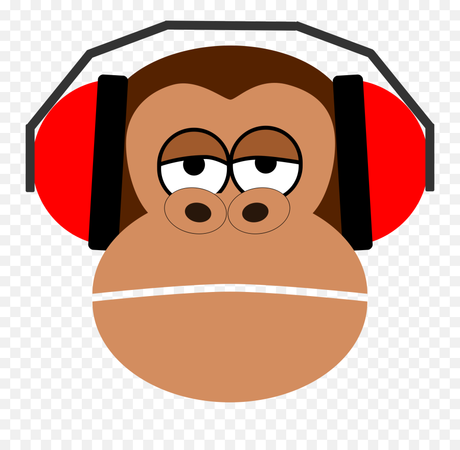 Monkey Face With Headphones Clipart Free Download - Cartoon Monkey In Headphones Emoji,Headphones Clipart