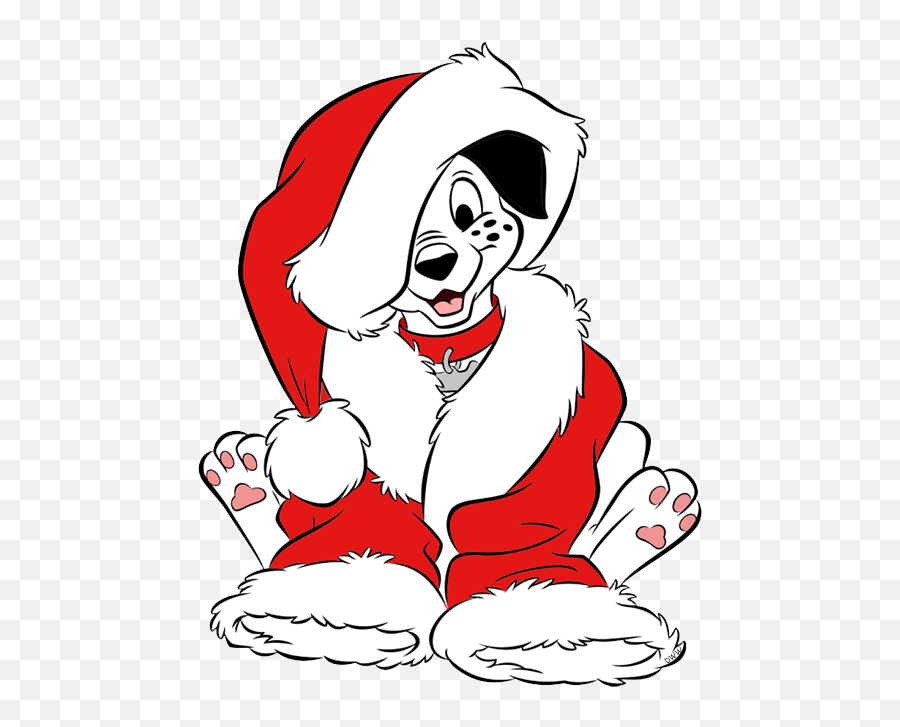 Clip Art Of 101 Dalmatians Puppy In Santa Claus Outfit - 101 Dalmatians Christmas Clipart Emoji,Christmas Tree Clipart