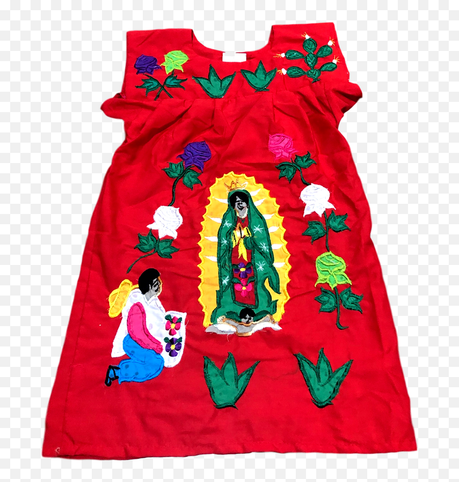 Apparel Dress Mexican Embroided Flowers Virgen De Guadalupe - Sleeveless Emoji,Mexican Flowers Png