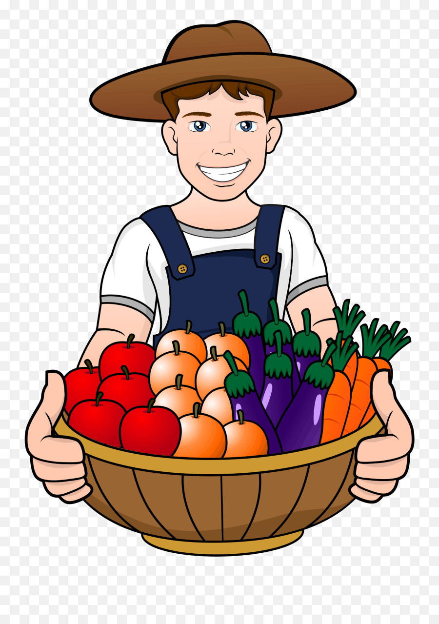 A Men Have Fruits And Vegetables In The - Clipart Vegetable Basket Png Emoji,Fruits And Vegetables Clipart