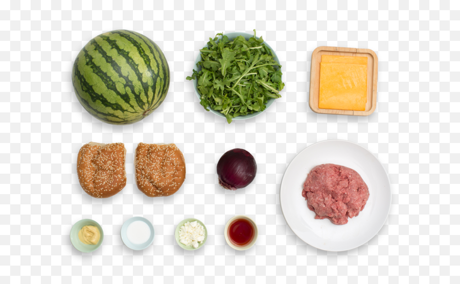 Grilled Cheeseburgers With Feta - Watermelon Salad U0026 Pickled Watermelon Rind Paste Emoji,Watermelon Transparent
