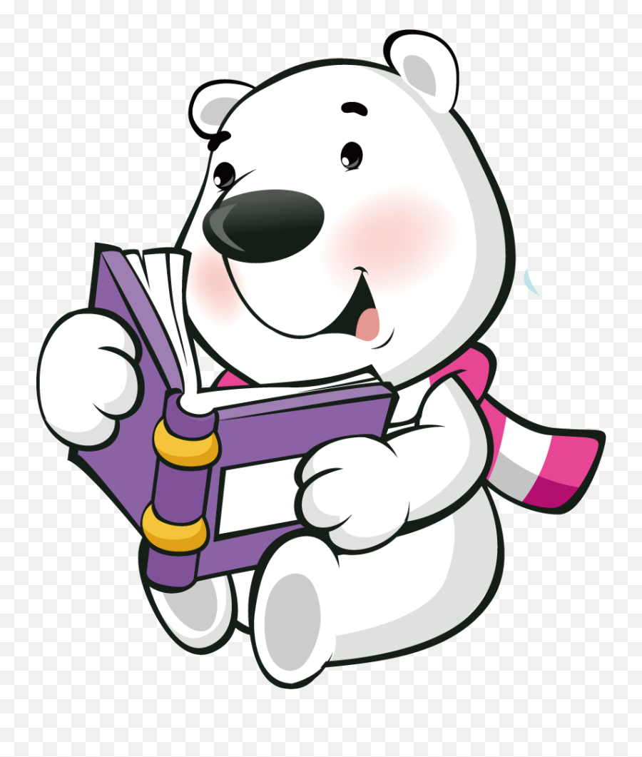 Clipart Reading Teddy Bear - Polar Bear Book Clip Art Full Emoji,Polar Bears Clipart