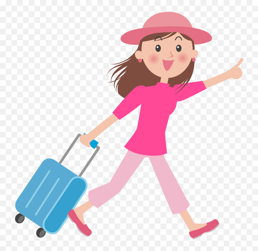 Openclipart - Girl With Suitcase Clip Art Emoji,Luggage Clipart