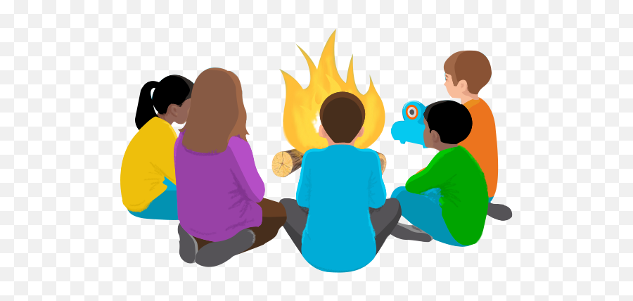 Clipart Kids Sitting Around Campfire Emoji,Campfire Clipart