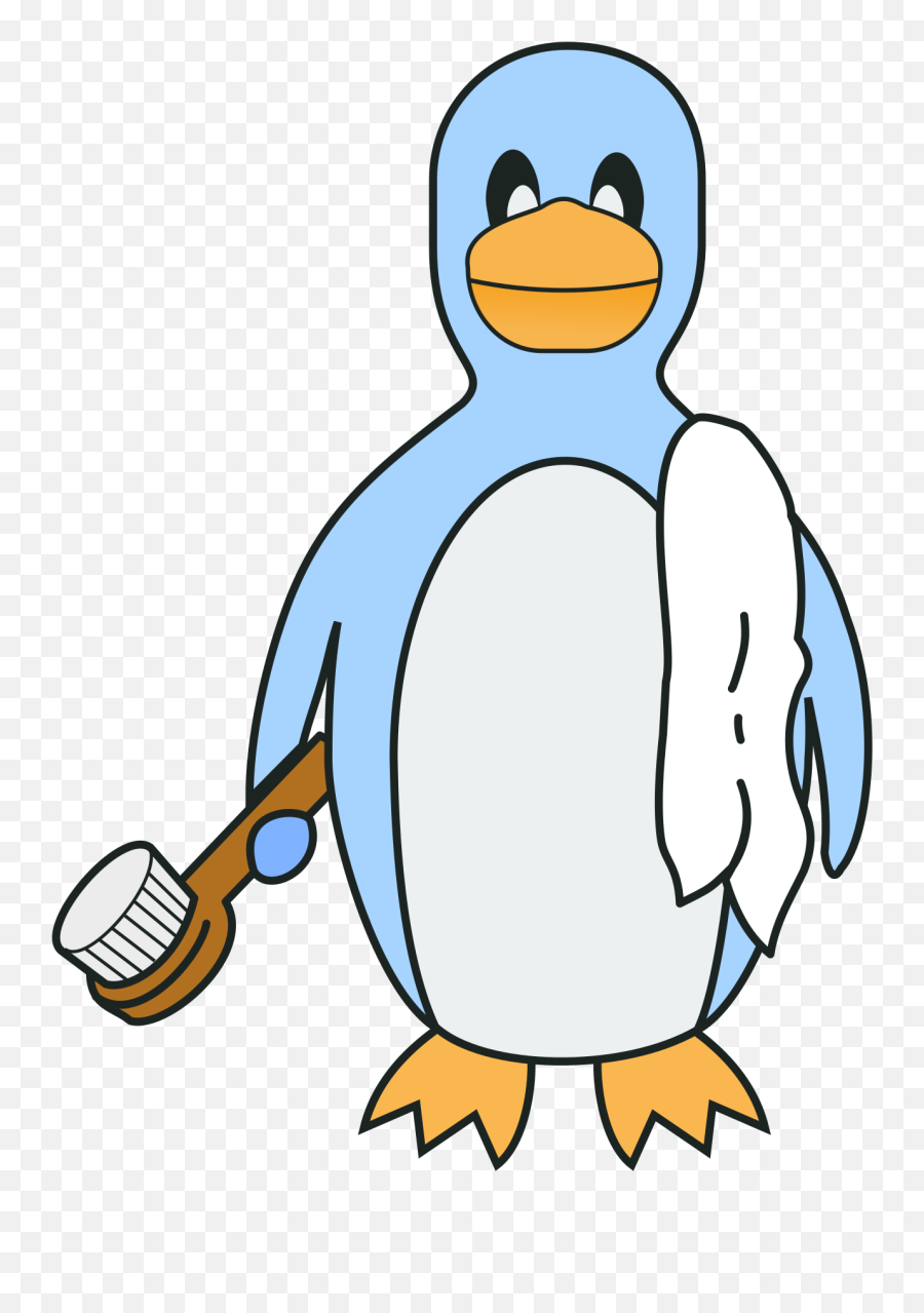 Penguin With Brush And Towel Clip Art Image - Clipsafari Emoji,Towels Clipart