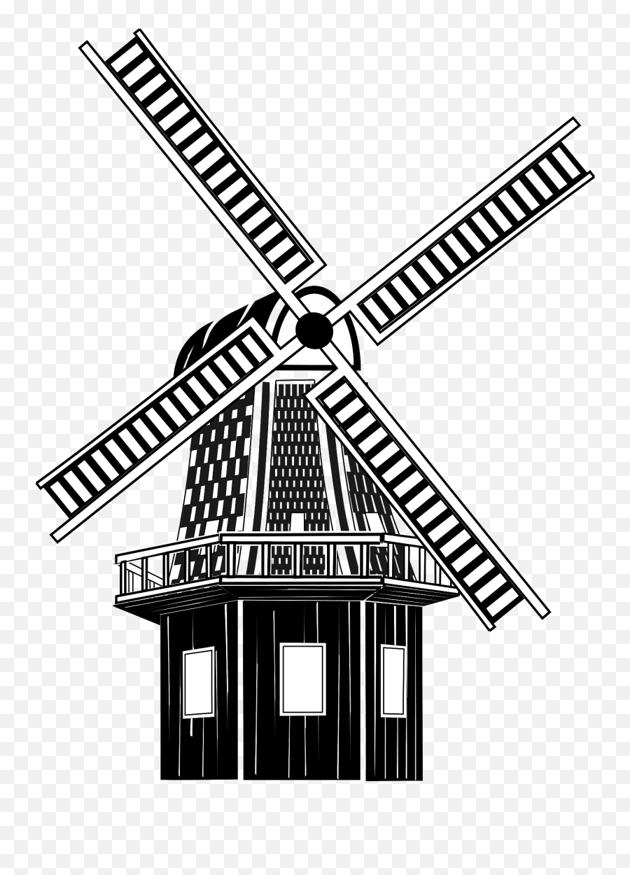 Windmill - Black And White Clipart Free Download Emoji,Windy Clipart Black And White