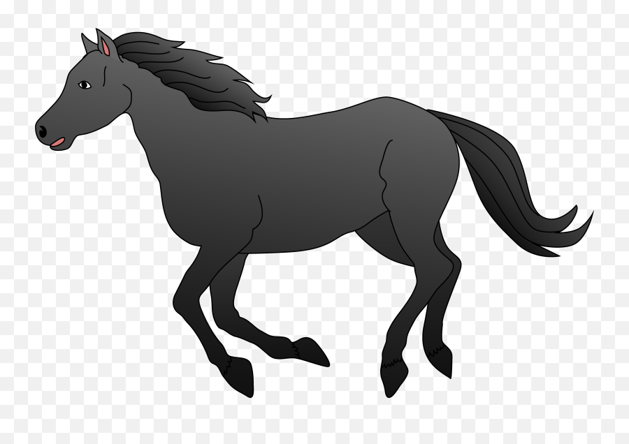 Stallion Clipart Black Horse - Transparent Black Horse Clipart Emoji,Horse Clipart Black And White