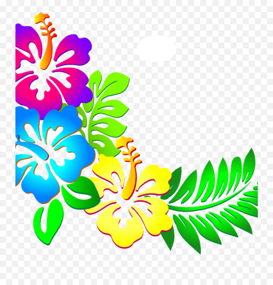 Flowers Border Clipart Png Png Image - Transparent Hawaiian Flowers Emoji,Flower Border Clipart