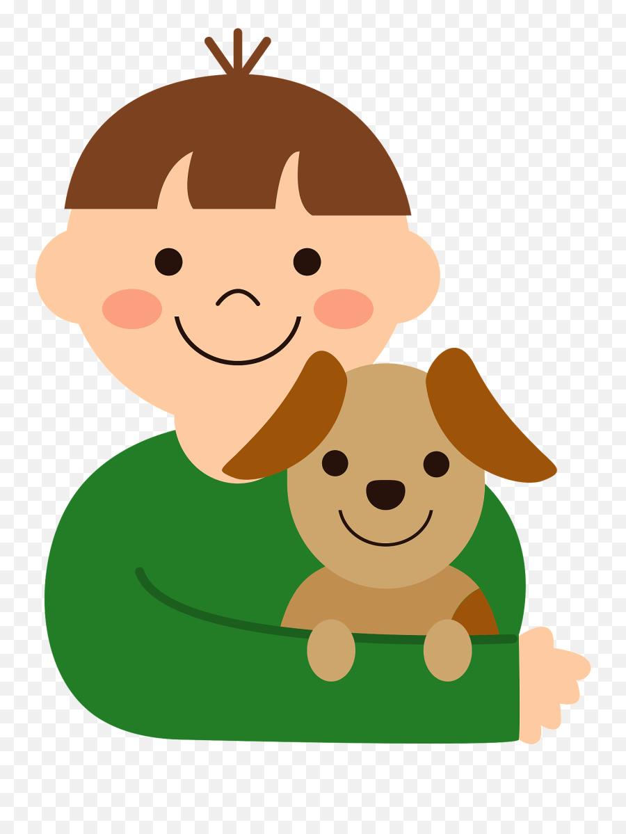 Little Boy Holding His Dog Clipart Free Download - Boy With Dog Clipart Emoji,Dog Clipart
