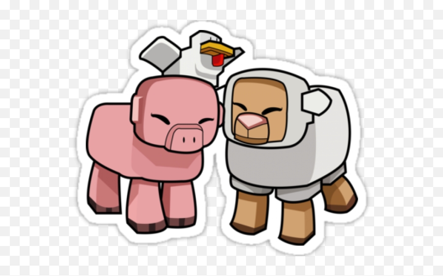 Minecraft Pig And Sheep Transparent - Minecraft Chicken Fan Art Emoji,Minecraft Pig Png