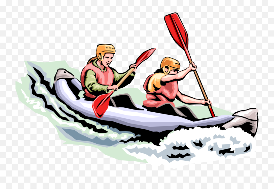 Transparent Boat Cartoon Png - White Water Rafting Clip Art River Rafting Vector Png Emoji,Kayaker Clipart
