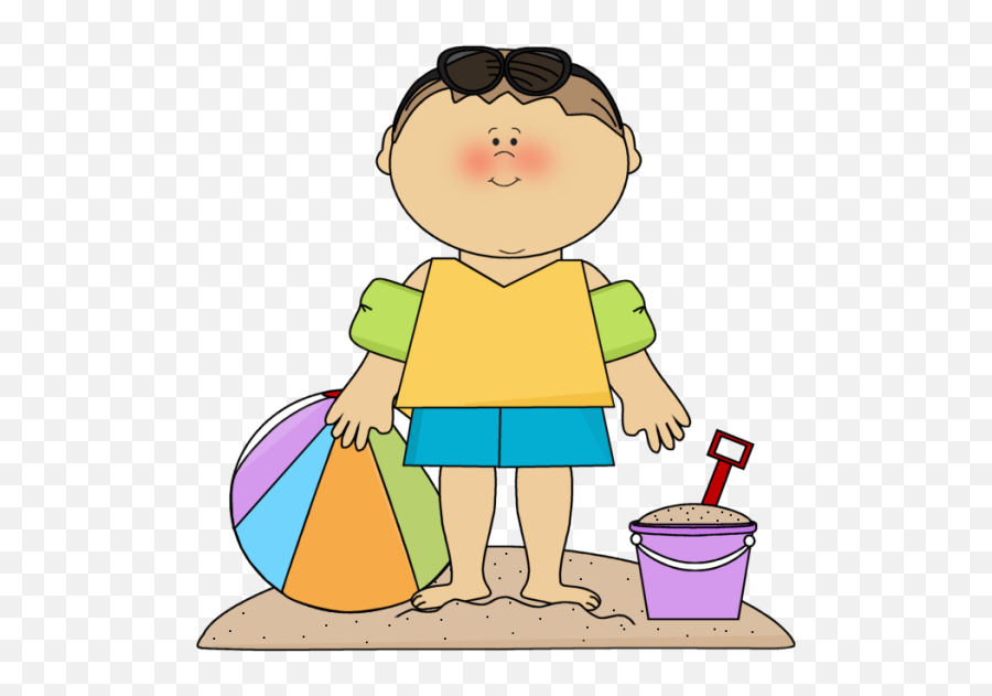 Boy At The Beach - Kid Summer Clip Art Emoji,Beach Clipart