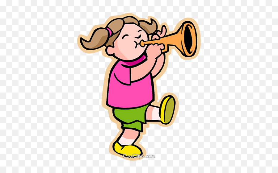 Little Girl With Trumpet Royalty Free - Desenho De Menina Tocando Trompete Emoji,Trumpet Clipart