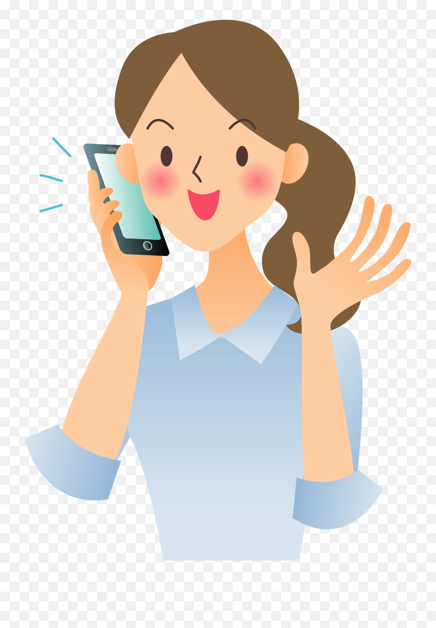 Smiling Girl Using Mobile Phone Clipart - Smartphone Emoji,Phone Clipart