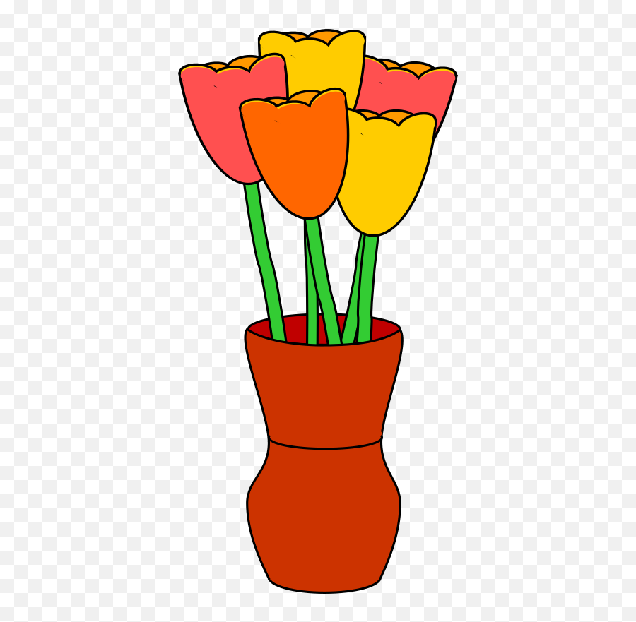 Download Yellow Tulip Clipart - Flowers In A Vase Clipart Clip Art Flower In The Vase Emoji,Tulip Clipart