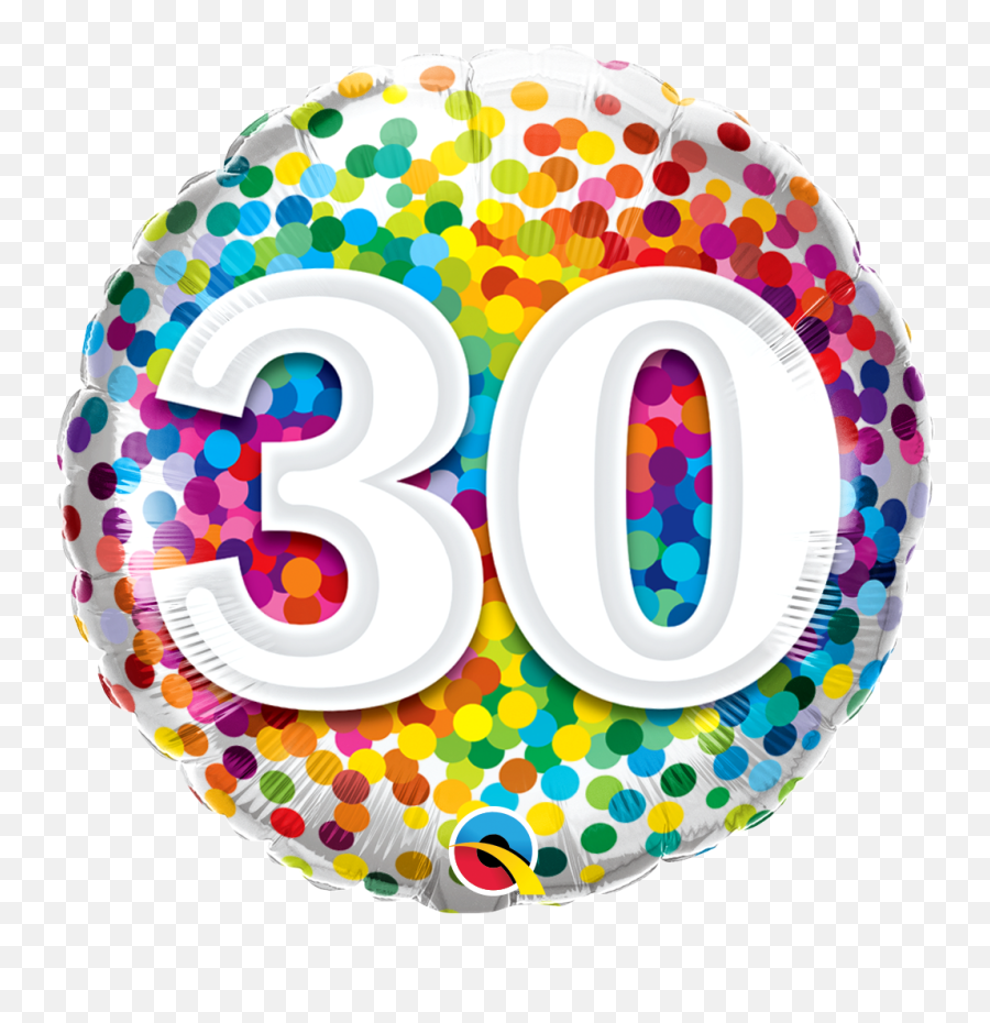 30 Rainbow Confetti Foil Balloon Helium Is Included Emoji,30th Birthday Clipart