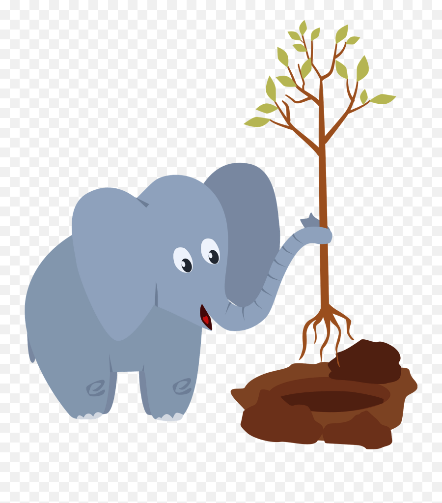 Elephant Planting A Tree Clipart Free Download Transparent - Clipart Elephant On The Tree Emoji,Elephants Clipart
