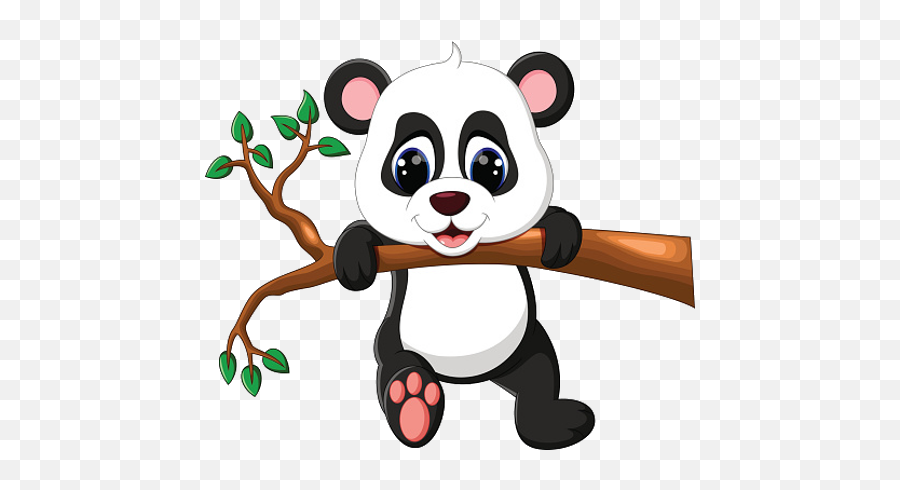Baby Panda Swining From Bamboo Branch - Cute Baby Panda Emoji,Baby Panda Clipart