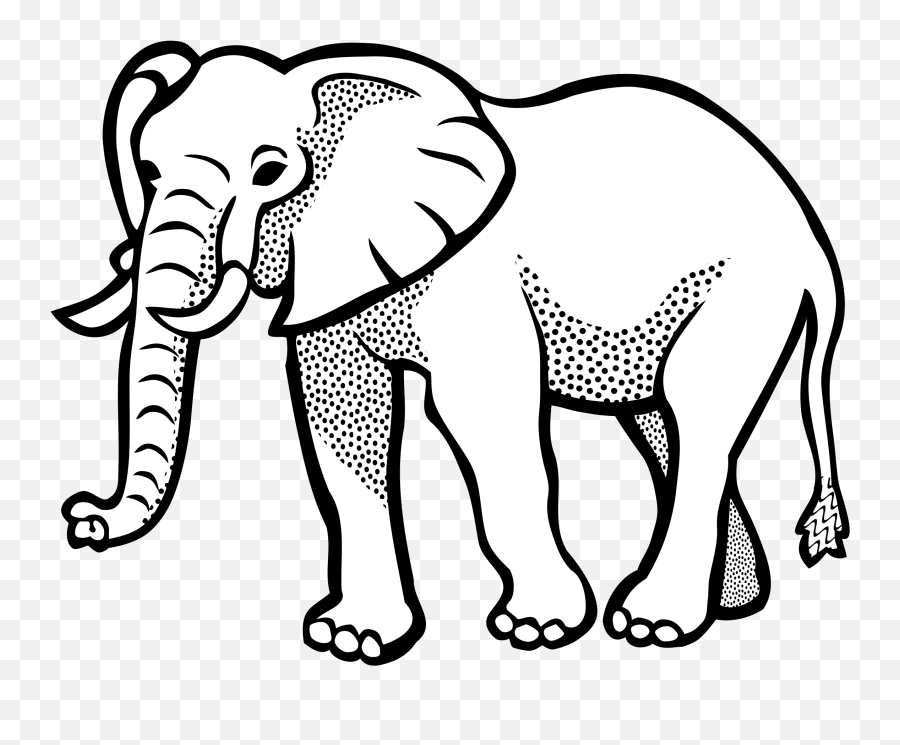 Download Elephant Lineart Big Image Png - Outline Images Of Elephant Emoji,Animal Clipart Black And White