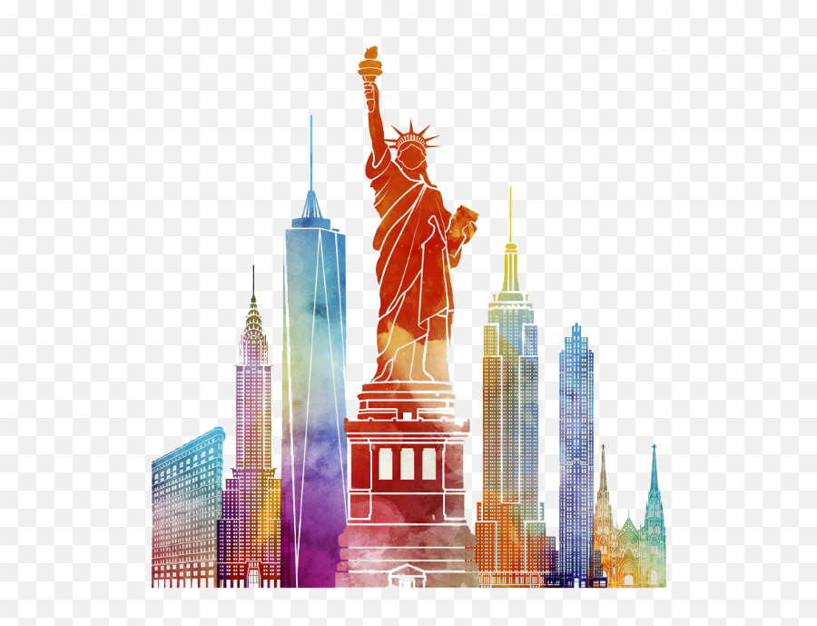 Download Hd Newyorkcity City Watercolor Painting - Clipart New York Png Emoji,City Buildings Png