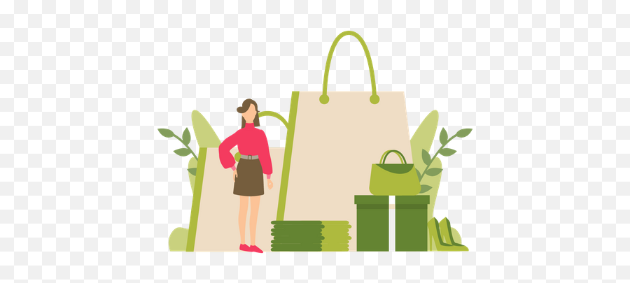 Best Premium Girl Standing With Shopping Bags Illustration Emoji,Shopping Bags Png