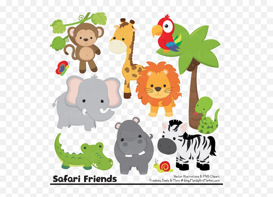 Jungle Safari Png Pic Vector Clipart - Jungle Animal Clipart Emoji,Jungle Clipart