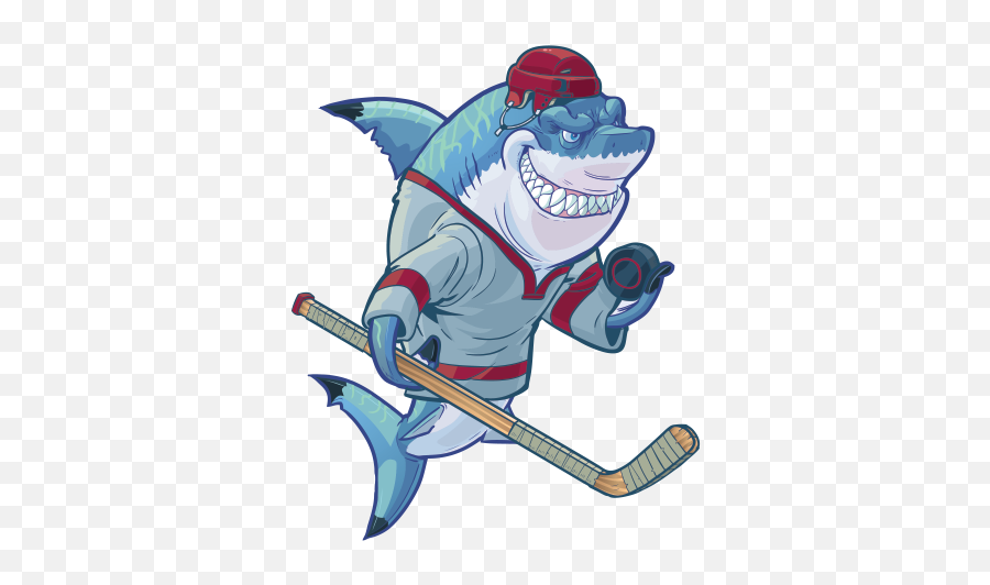 Printed Vinyl Shark Ice Hockey Player Stickers Factory Emoji,Hockey Helmet Clipart