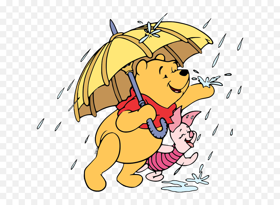 Clip Art Of Winnie The Pooh And Piglet In The Rain - Winnie The Pooh And Piglet Rain Emoji,April Showers Clipart