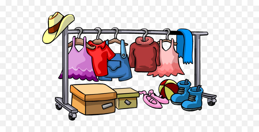 Download Clothes - Clothes Rack Cartoon Png Emoji,Clothes Png