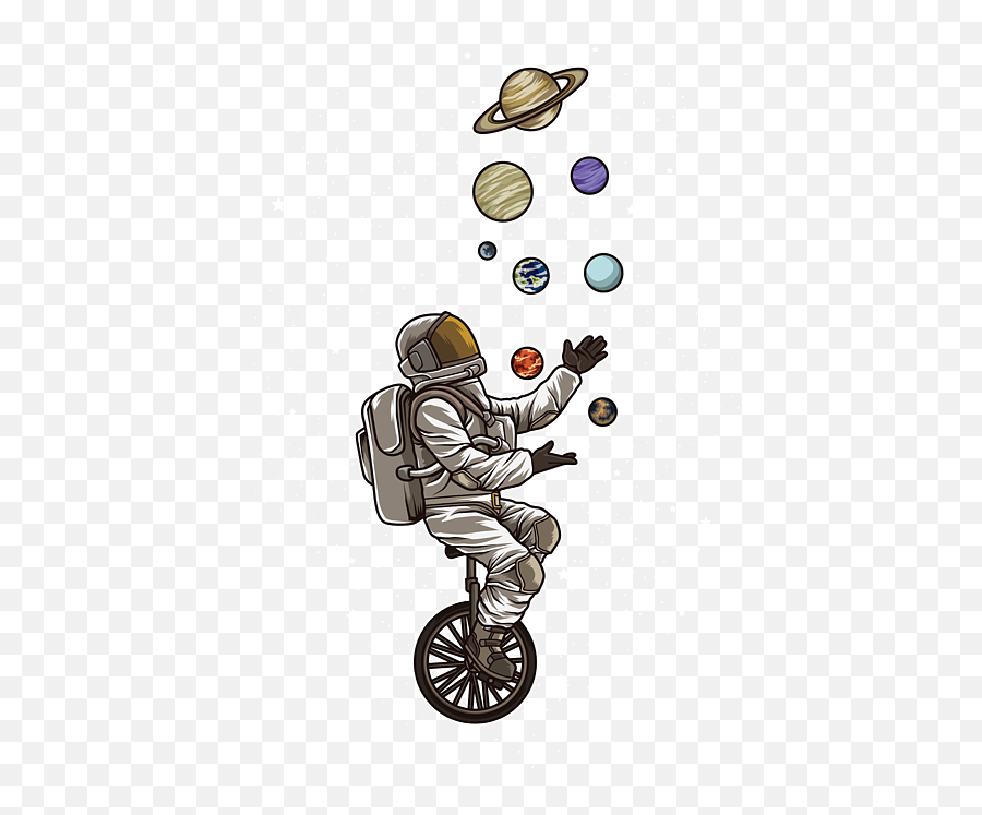 Astronaut Juggles Planets On A Unicycle Spaceman T - Shirt For Emoji,Unicycle Png