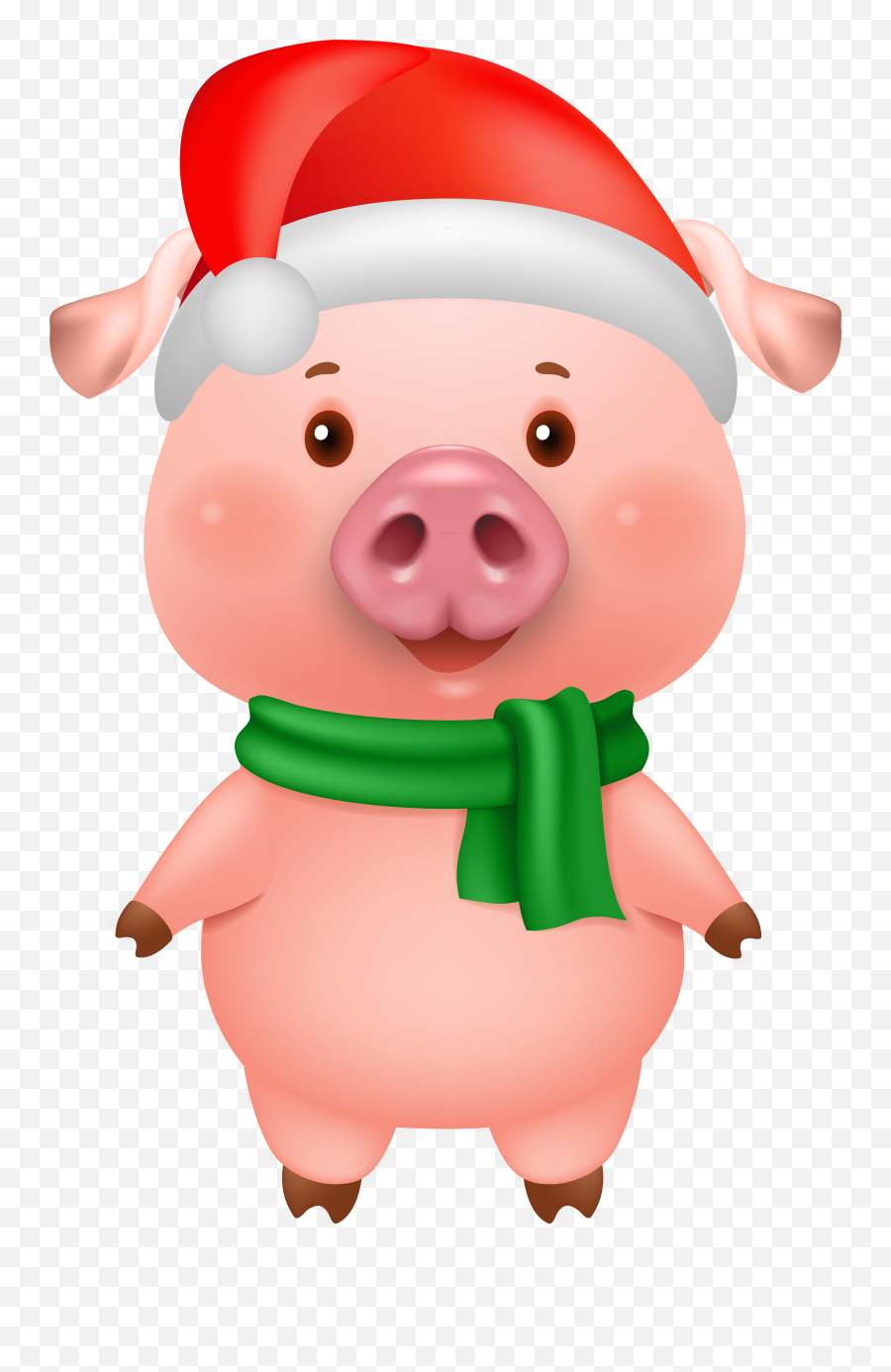 Domestic Pig Clipart - Christmas Pig Clipart Emoji,Pig Clipart