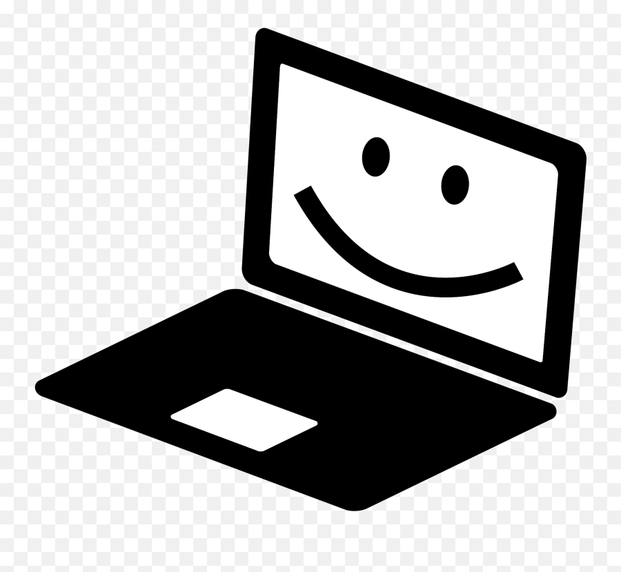 Laptop Cartoon - Laptop Clipart Black And White Emoji,Laptop Clipart