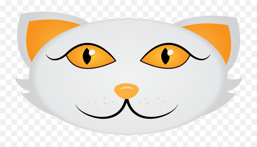 White Cat Face With Orange Ears And Eyes Clipart Free Emoji,Cat Ears Transparent Background