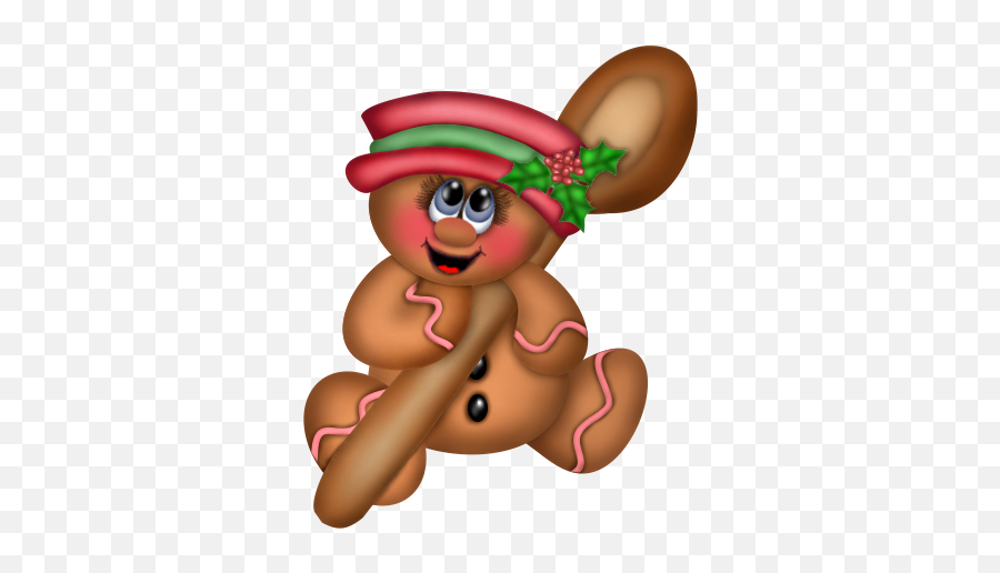 Cute Christmas Gingerbread Ornament With Spoon Png Clipart Emoji,Gingerbread Houses Clipart