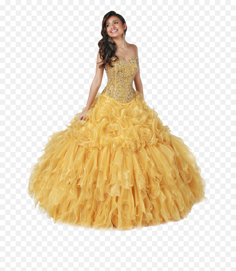 Download Hd Gown Clipart Yellow Dress - Quinceanera Dress Png Emoji,Quinceanera Clipart