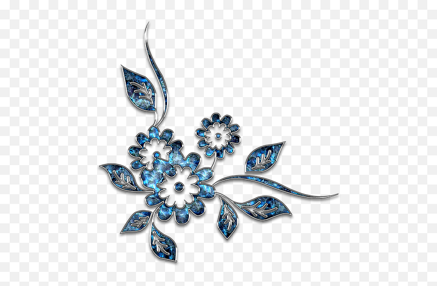 Decor Ornament Jewelry Flower Blue - Blue Silver Flowers Emoji,Blue Flowers Png