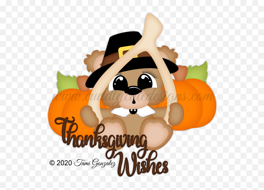 Wishbone Bear Emoji,Cute Happy Thanksgiving Clipart
