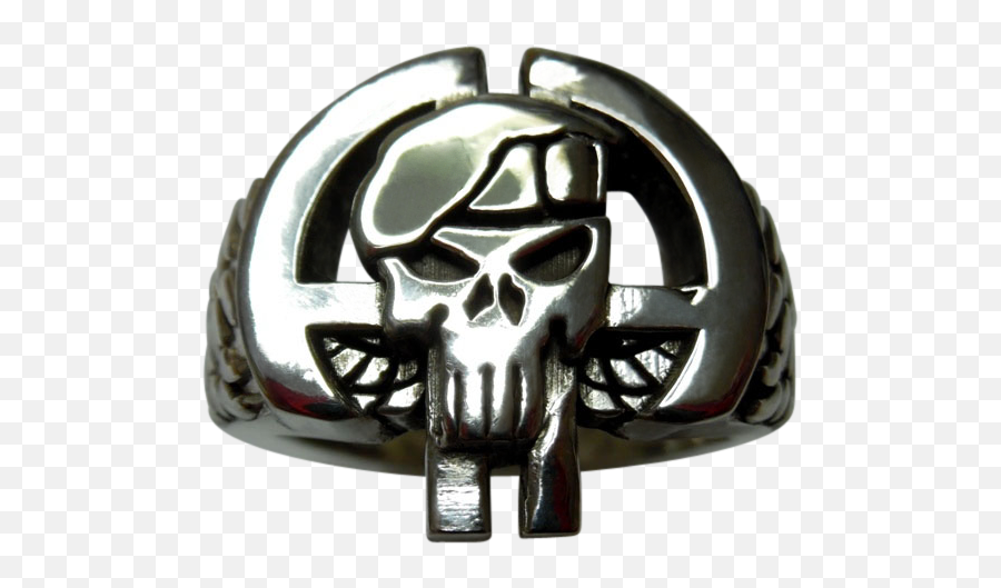 82nd Airborne Division Punisher Sterling Silver Ring - Solid Emoji,82nd Airborne Logo