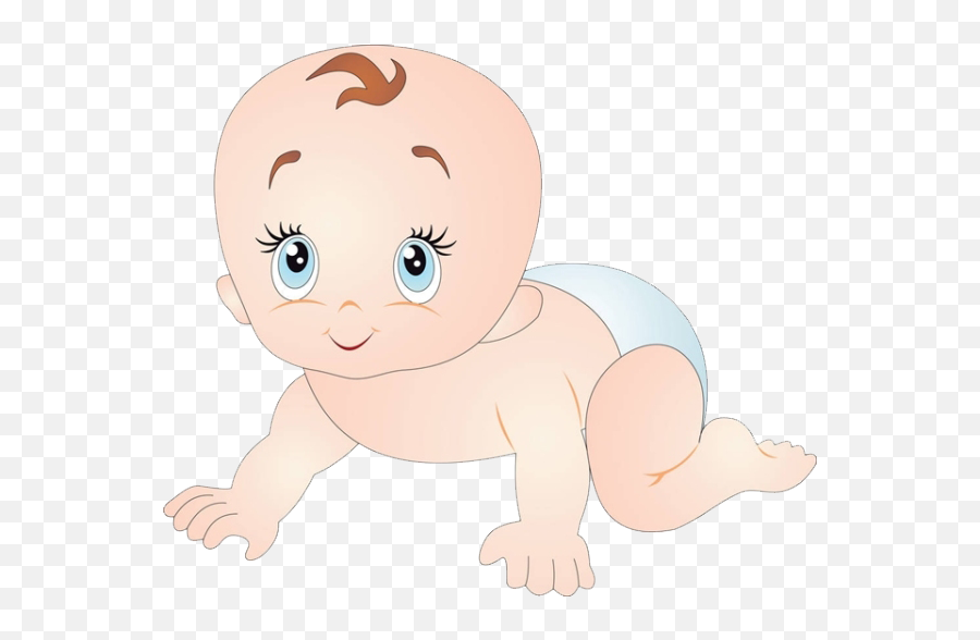 Diaper Crawling Infant Cartoon - Cartoon Baby With Big Eyes Emoji,Cartoon Baby Png