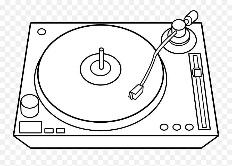 Dj Turntable Line Art - Draw A Record Player Easy Emoji,Dj Clipart