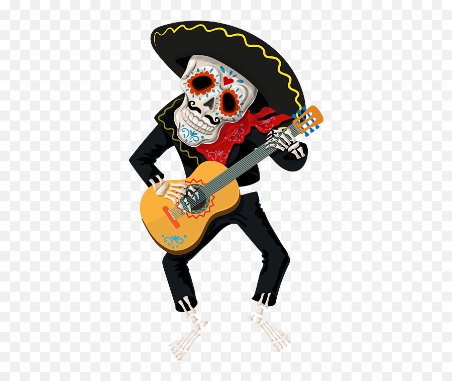 Sugar Skull Skeleton With Sombrero - Day Of Dead Skull Sombrero Emoji,Day Of The Dead Clipart